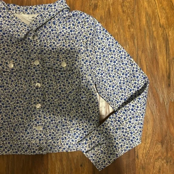 Zara Kid’s Denim Jacket Flowers Floral Print Size 8 - Picture 3 of 9